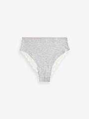 Cream/Grey/Red High Rise High Leg Cotton and Lace Knickers 4 Pack - Image 9 of 9