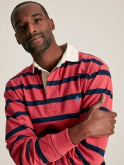 Joules Onside Pink & Navy Striped Rugby Shirt - Image 1 of 9