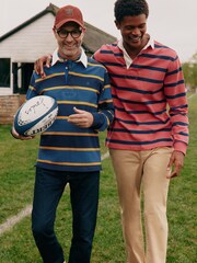 Joules Onside Pink & Navy Striped Rugby Shirt - Image 8 of 9