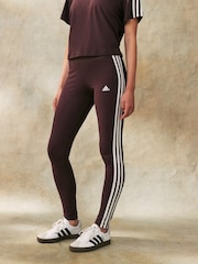 adidas LIght Brown Sportswear 3 Stripes Leggings - Image 1 of 4