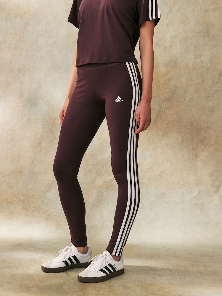 adidas LIght Brown Sportswear 3 Stripes Leggings - Image 1 of 4