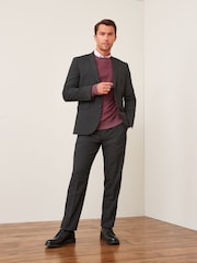 Charcoal Grey Tailored Wool Mix Textured Suit Jacket - Image 3 of 10