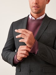 Charcoal Grey Tailored Wool Mix Textured Suit Jacket - Image 5 of 10