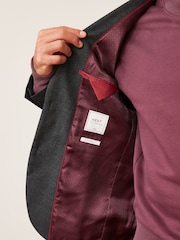 Charcoal Grey Tailored Wool Mix Textured Suit Jacket - Image 6 of 10