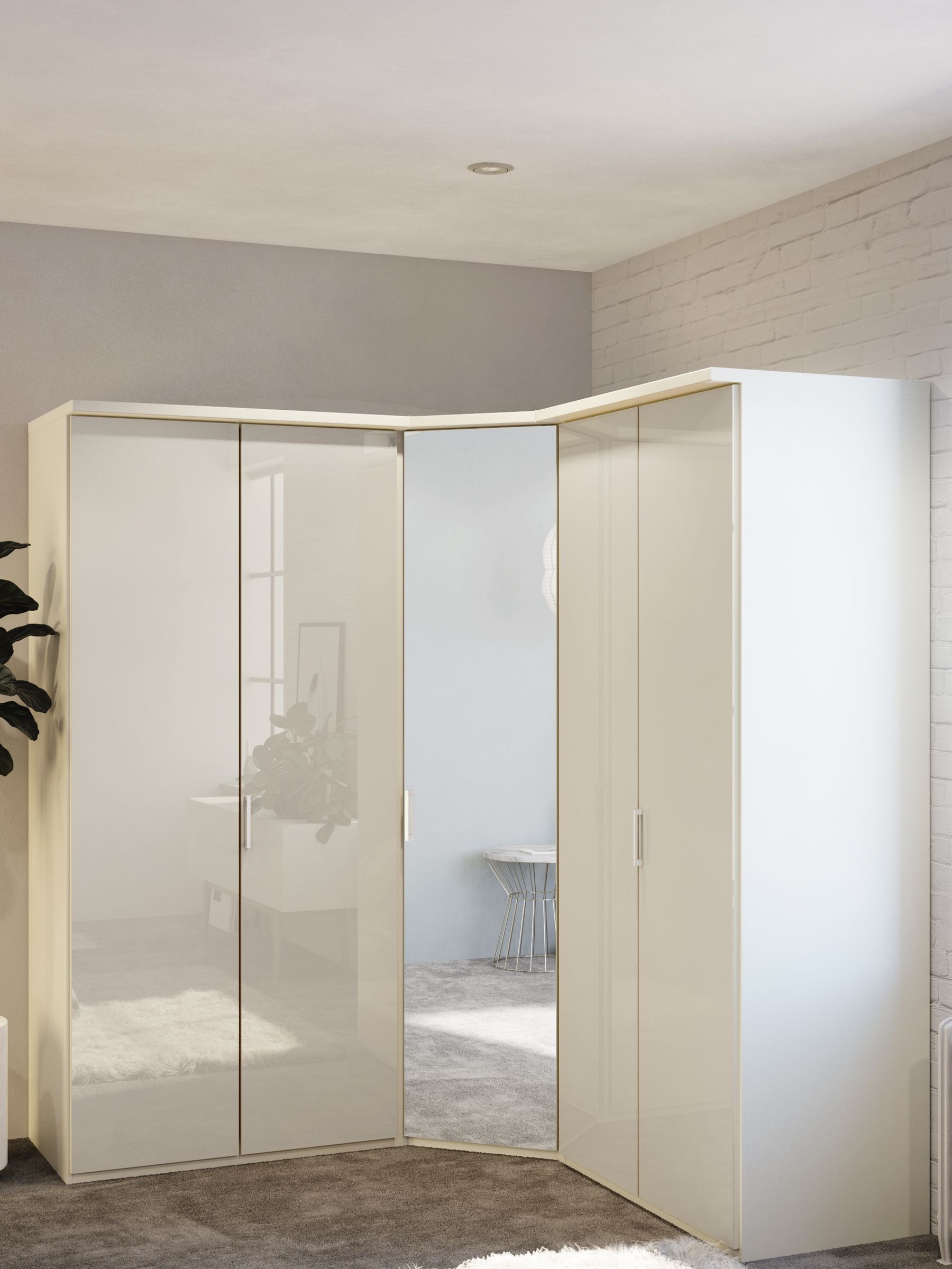 Buy Wiemann White Peyton Corner Mirror Semi fitted Wardrobe from the Next UK online shop