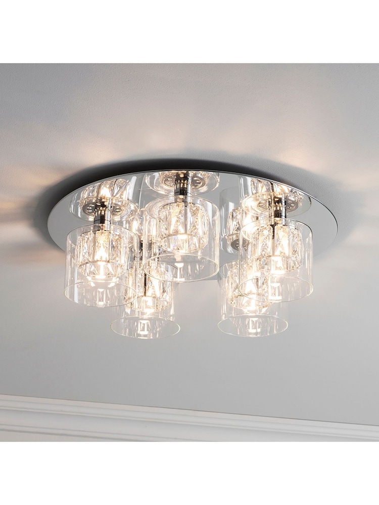 Gallery Home Silver Velma Flush Ceiling Light - Image 1 of 3