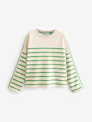 Beige/Grün - Rundhals-Sweatshirt mit eleganten Streifen - Bild 5 von 6