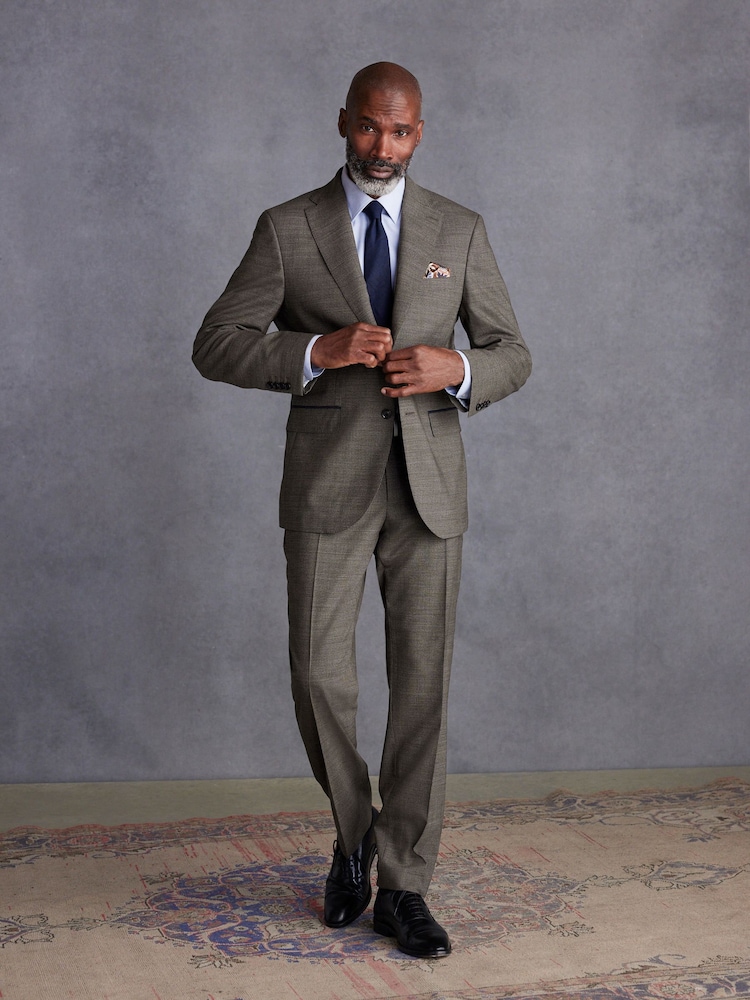 Brown Tailored Fit Signature TG Di Fabio Trim Texture Suit: Trousers - Image 2 of 10