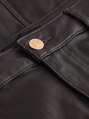 Chocolate Brown Coated Denim Maxi Skirt - Image 7 of 7