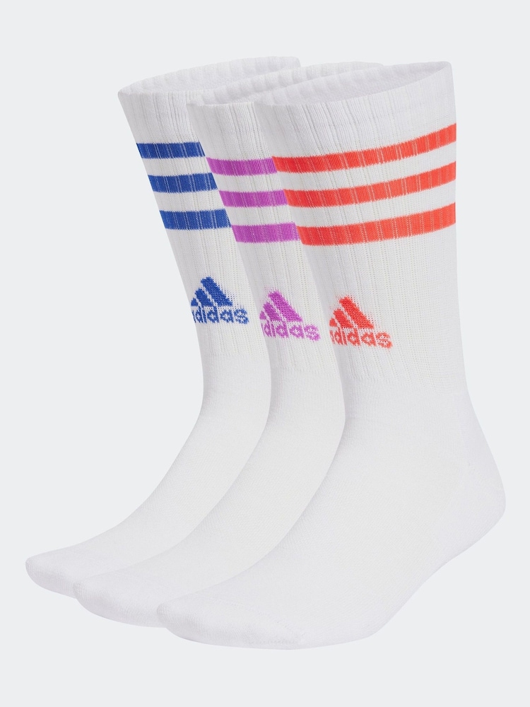 أبيض - حزمة من 3 جوارب بطول يصل إلى منتصف الساق مزينة بـ 3-خطوط من adidas - صورة 1 من 4 أبيض - حزمة من 3 جوارب بطول يصل إلى منتصف الساق مزينة بـ 3-خطوط من adidas - صورة 1 من 4