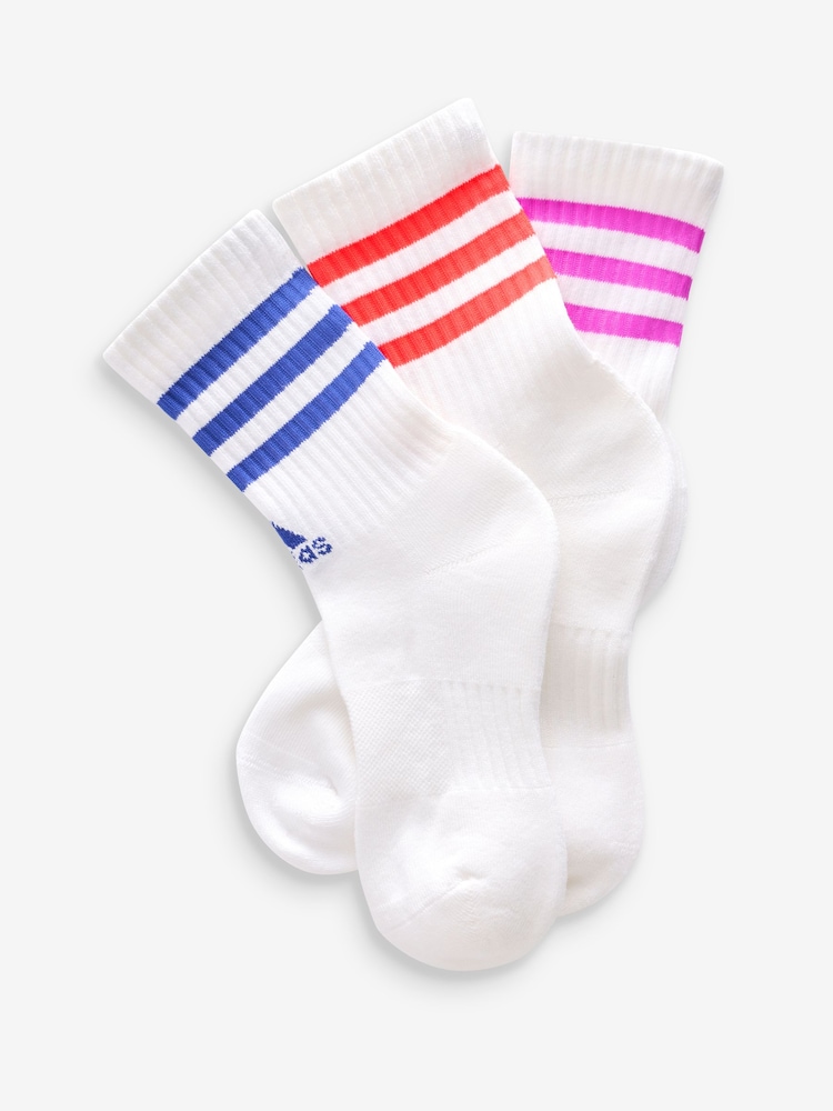 أبيض - حزمة من 3 جوارب بطول يصل إلى منتصف الساق مزينة بـ 3-خطوط من adidas - صورة 2 من 4 أبيض - حزمة من 3 جوارب بطول يصل إلى منتصف الساق مزينة بـ 3-خطوط من adidas - صورة 2 من 4