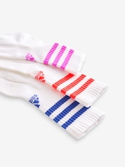 adidas White 3-Stripe Crew Length Socks 3 Pack - Image 3 of 4