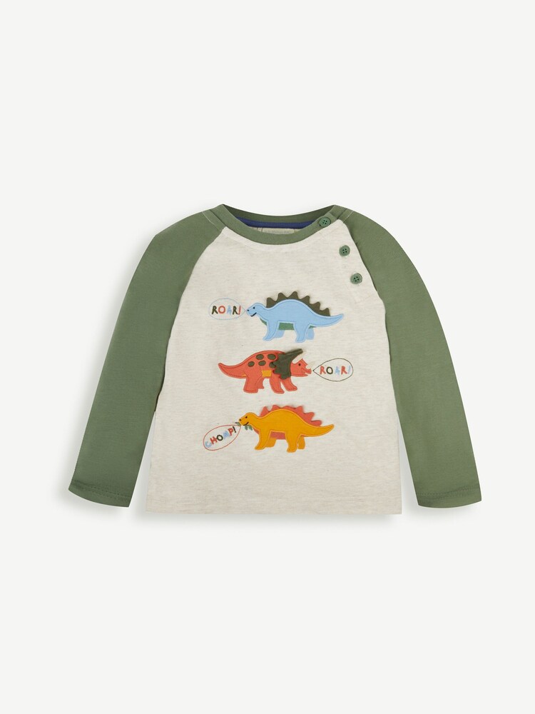 JoJo Maman Bébé Natural Dino Appliqué Top - Image 1 of 3