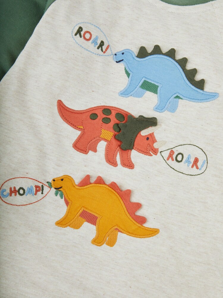 JoJo Maman Bébé Natural Dino Appliqué Top - Image 2 of 3