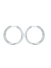 BOSS Silver Signature Stainless Steel Hoop Earrings - Image 1 of 3