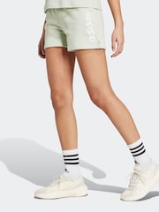 adidas Green Sportswear Essentials Linear French Terry 100% Cotton Shorts - Image 4 of 7
