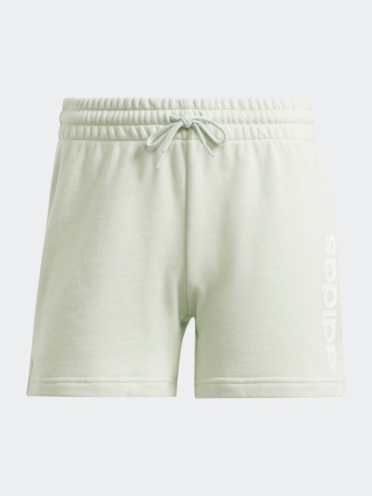 adidas Green Sportswear Essentials Linear French Terry 100% Cotton Shorts - Image 7 of 7