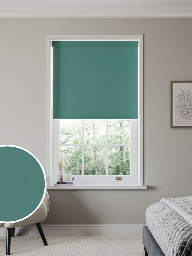 Peacock Green Echo Made to Measure Blackout Roller Blind - Image 1 of 6