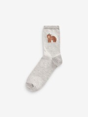 Black/Grey/White Hamish the Highland Cow Ankle Socks 4 Pack - Image 3 of 5
