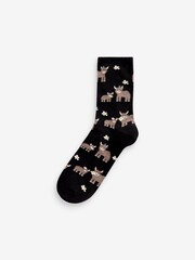 Black/Grey/White Hamish the Highland Cow Ankle Socks 4 Pack - Image 4 of 5