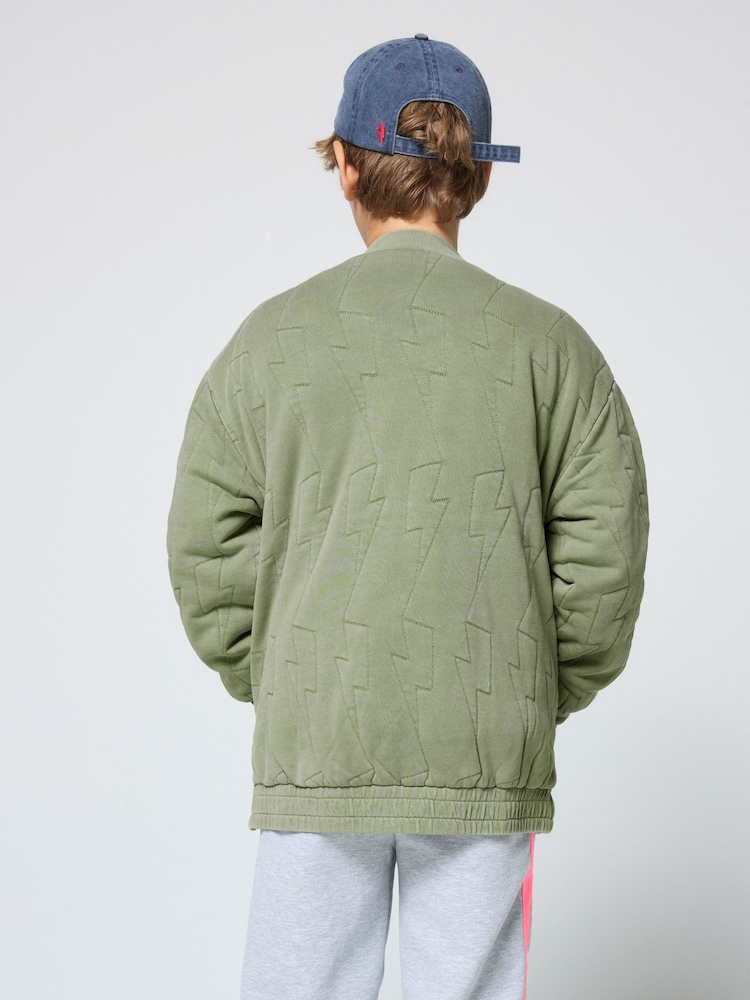 SCAMP & DUDE Green Quilted Bolt Bomber Jacket - Image 2 of 3