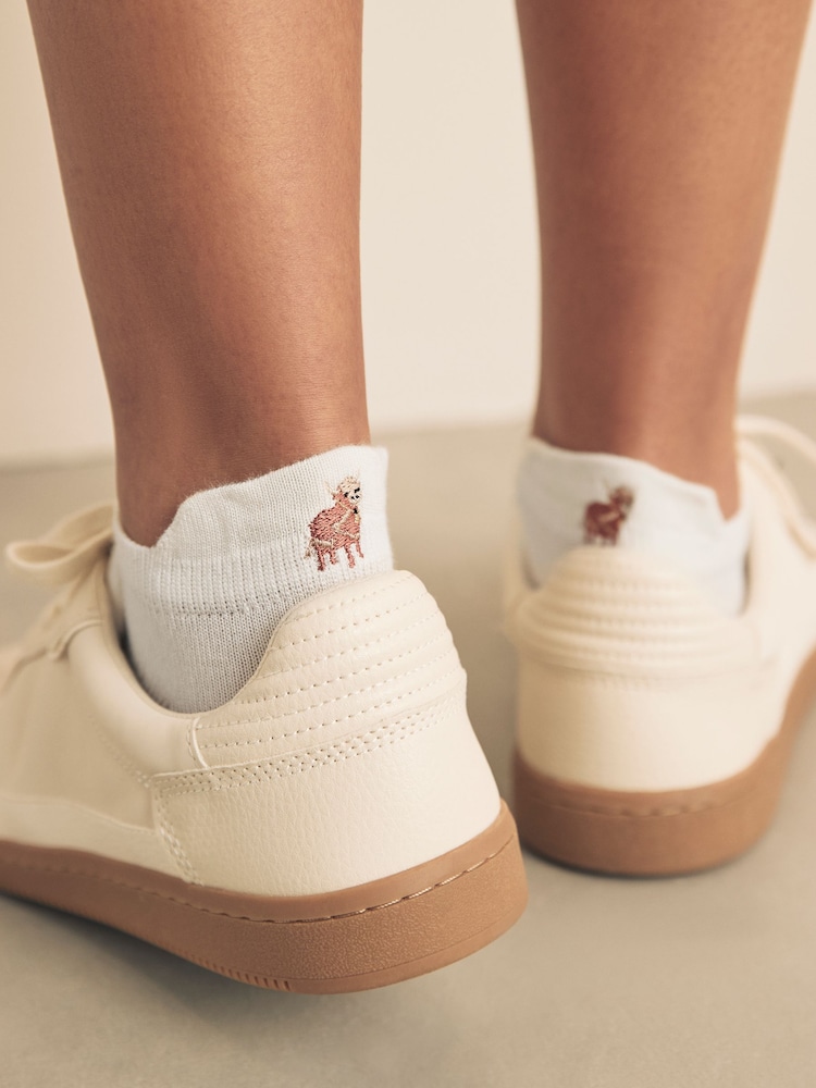Neutral / Hamish the Highland Cow Embroidered Motif Trainers Socks 4 Pack - Image 2 of 6 Neutral / Hamish the Highland Cow Embroidered Motif Trainers Socks 4 Pack - Image 2 of 6