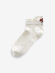 Neutral / Hamish the Highland Cow Embroidered Motif Trainers Socks 4 Pack - Image 3 of 6