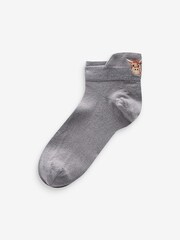 Neutral / Hamish the Highland Cow Embroidered Motif Trainers Socks 4 Pack - Image 4 of 6