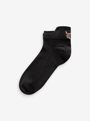 Neutral / Hamish the Highland Cow Embroidered Motif Trainers Socks 4 Pack - Image 5 of 6