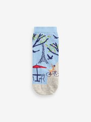 Pink/Grey/Blue Sports Dogs In Paris Trainer Socks 4 Pack - Image 5 of 5