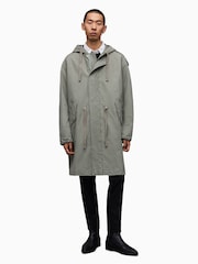 AllSaints Grey Comiso Parka Coat Jacket - Image 1 of 8
