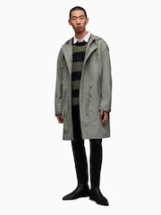 AllSaints Grey Comiso Parka Coat Jacket - Image 3 of 8