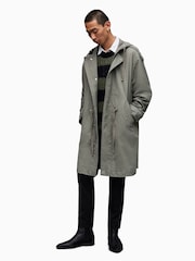 AllSaints Grey Comiso Parka Coat Jacket - Image 4 of 8