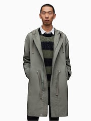 AllSaints Grey Comiso Parka Coat Jacket - Image 5 of 8