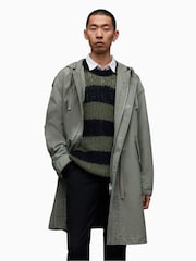 AllSaints Grey Comiso Parka Coat Jacket - Image 6 of 8