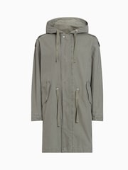 AllSaints Grey Comiso Parka Coat Jacket - Image 8 of 8