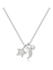 Beaverbrooks Sterling Silver Cubic Zirconia Moon And Star Necklace - Image 1 of 3