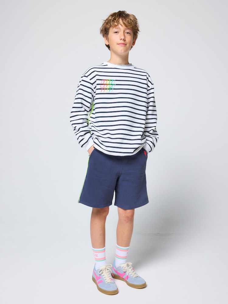 SCAMP & DUDE Blue Stripe Colourblock Sweatshirt - Image 1 of 3 SCAMP & DUDE Blue Stripe Colourblock Sweatshirt - Image 1 of 3