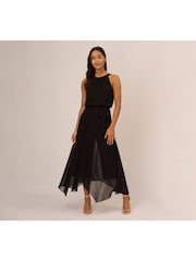 Adrianna Papell Jersey And Chiffon Black Jumpsuit - Image 1 of 6
