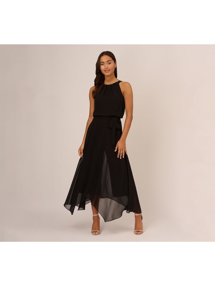 Adrianna Papell Jersey And Chiffon Black Jumpsuit - Image 1 of 6
