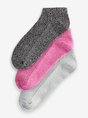 Pink/Black/Silver Sparkle Pellerine Trainers Socks 3 Pack - Image 1 of 4