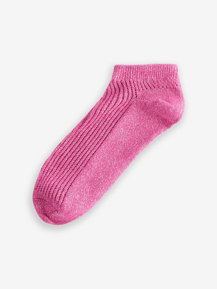 Pink/Black/Silver Sparkle Pellerine Trainers Socks 3 Pack - Image 4 of 4