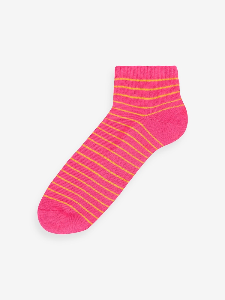 Pink/Peach/Grey Cushion Sole Ribbed Sport Trainer Socks 3 Pack With Arch Support - Image 4 of 4
