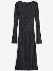 Black Rochelle Humes Sparkle Long Sleeve Midi Dress - Image 9 of 10