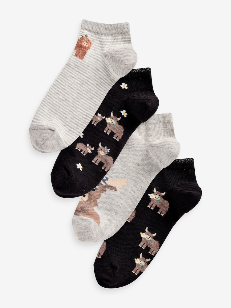 Monochrom, Hamish Hochlandrind - Sneakersocken im 4-er-Pack - Bild 1 von 1 Monochrom, Hamish Hochlandrind - Sneakersocken im 4-er-Pack - Bild 1 von 1