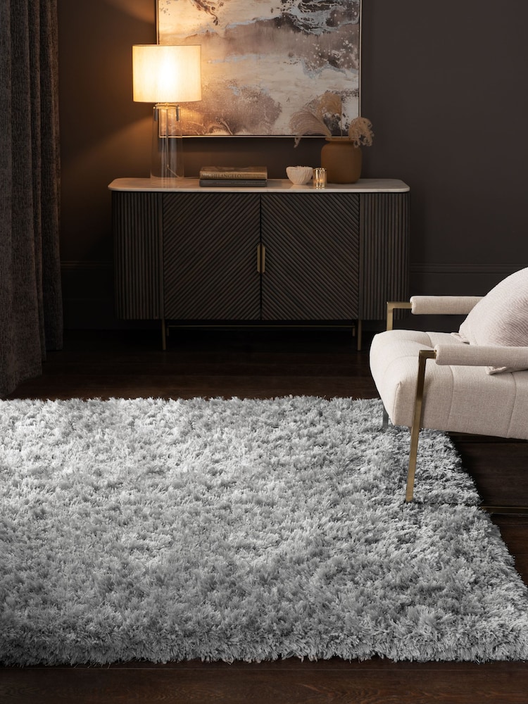 Silver Grey Lola Sparkle Plush Rug - Image 2 of 10