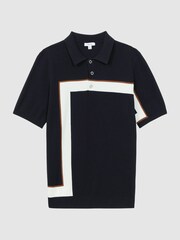 Reiss Navy Bello Striped Polo T-Shirt - Image 2 of 4
