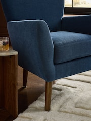Soft Twill Navy Blue Wilson Highback Armchair - Image 2 of 6