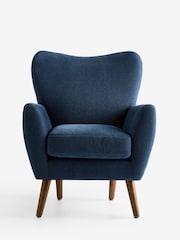 Soft Twill Navy Blue Wilson Highback Armchair - Image 3 of 6
