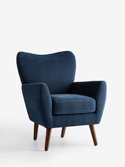 Soft Twill Navy Blue Wilson Highback Armchair - Image 4 of 6